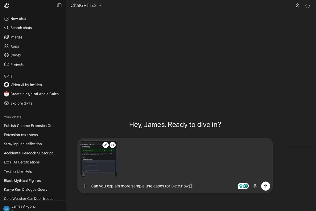 ChatGPT chat interface dashboard screen