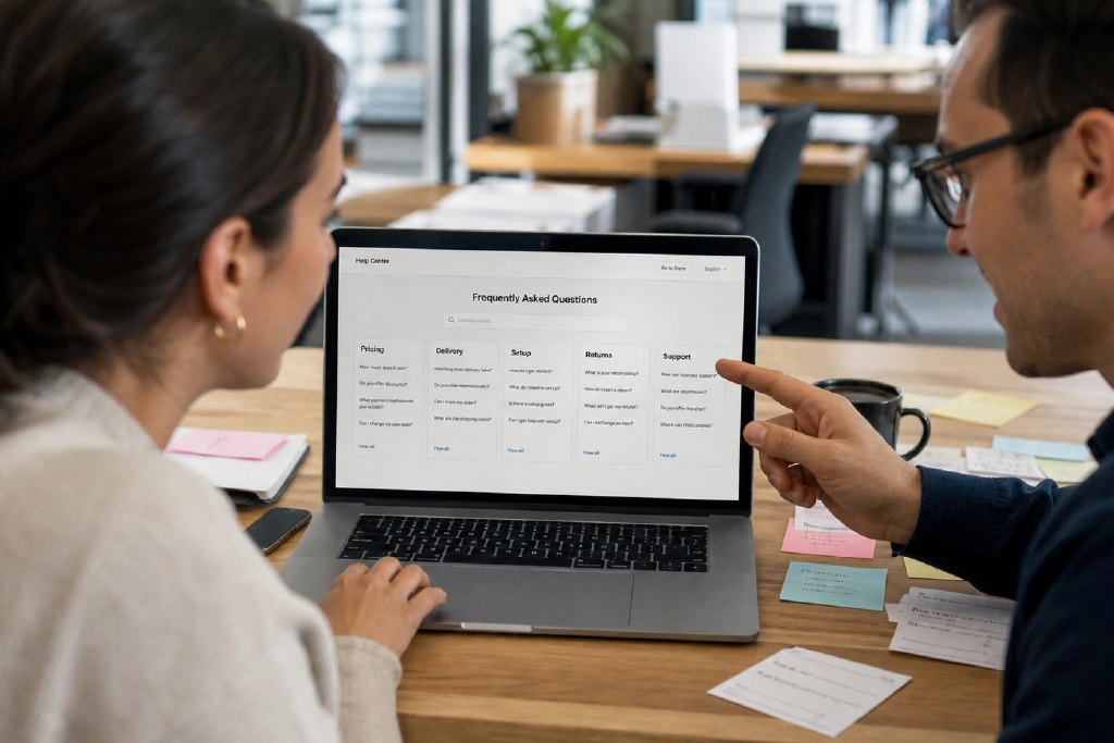 People reviewing knowledge base