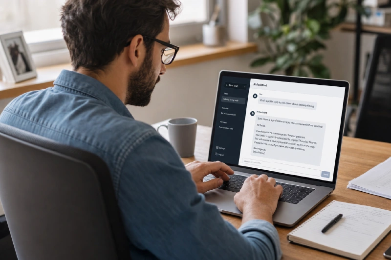 A man using AI-assistant