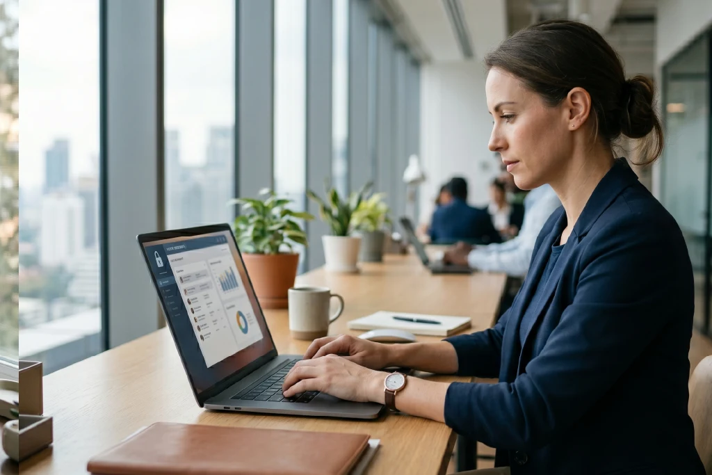 Businesswoman working in modern office