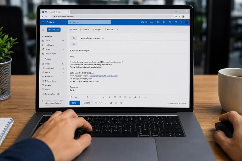 Suspicious phishing email warning