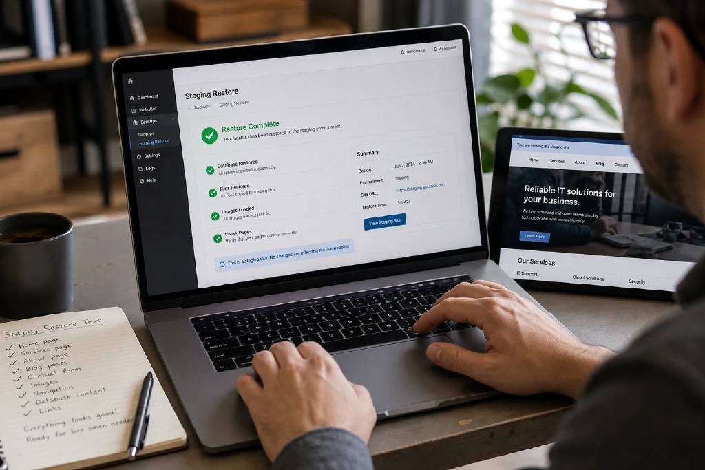 Testing website backup restore